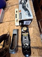 Block plane, Surform plane, saw blade package, box visible
