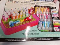 Front of Fashion Angels Ultimate Tie Dye Kit box showing contents