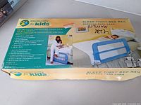 Front of Sleep Tight bed rail box showing product image and specifications