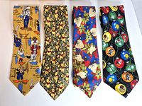 Front view showing all four character ties side by side