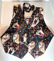 Vest and bow tie laid flat showing full pattern