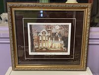 Frontal view of framed Walter Campbell Halloween Spirit print showing frame, mat and image
