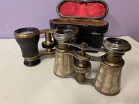 Both opera glasses and case overview