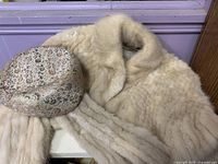 Fur wrap and pillbox hat overview
