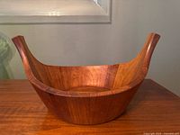 Front view showing overall shape and teak staves