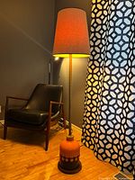 Full view of floor lamp with shade