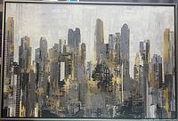 Full view of framed cityscape print