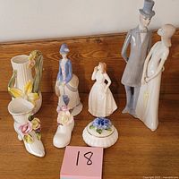 Group shot of all seven porcelain items