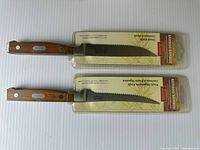 Front view of both sealed Starfrit Bamboo Collection knives