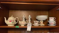 Shelf view showing all porcelain items together