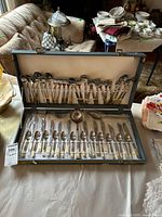 Open storage case displaying entire flatware set