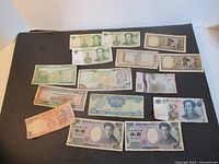 Overview of all 15 banknotes laid out