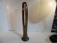 Full view of tall art glass vase front