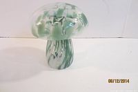 Front view of glass mushroom showing cap and stem pattern