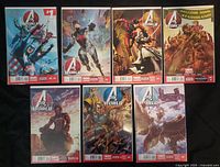 Front covers of Avengers World issues #1-7 arranged in two rows