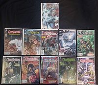 All eleven Constantine comics arranged to display covers