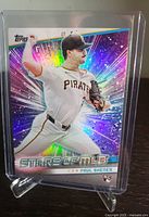 Front of Paul Skenes 2024 Topps Stars of MLB rookie card in holder