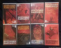 Group shot of all eight Southern Bastards comics showing covers and issue numbers