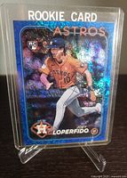 Front of Joey Loperfido blue parallel rookie card