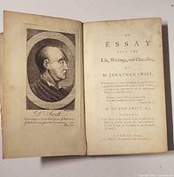 Frontispiece portrait and title page of 1704 Swift biography