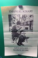 Full view of poster with image, artist name and exhibition details