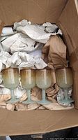 Four frosted ombre goblets in box with packing paper
