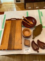 overview of tray, bowls, servers, platter, trivet and leaf dishes