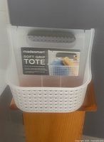 madesmart Soft Grip shower tote showing label and handle