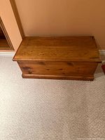 Rectangular wooden chest with lid, top view