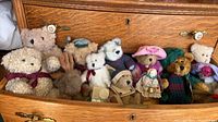 Group of Boyds Bears plush teddy bears inside drawer