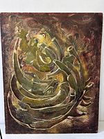 Full view of abstract oil painting on board