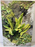 Full view of acrylic painting showing entire botanical scene on stretched canvas