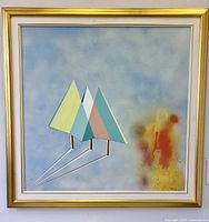 Full view of framed Catalo abstract oil painting