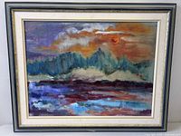 Full view of framed oil painting showing entire artwork and frame