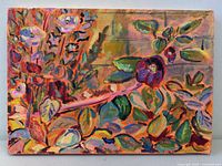 Front view of the abstract floral oil painting