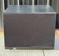 Front view of B&W ASW1000 subwoofer showing grille and logo