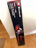 Front view of sealed Einhell hedge trimmer box