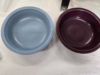 Top view showing both Fiesta bowls, colors and interior ring pattern