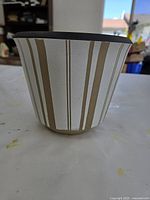 Overall view of the Denby striped stoneware plant pot