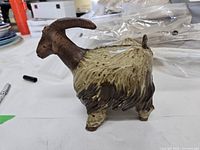 left side view of ceramic goat figurine