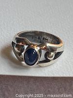Ring front view showing lapis stone and 925 stamp inside band
