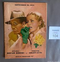 Front cover showing date, teams, price