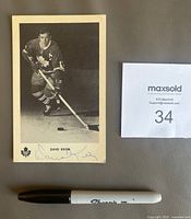 Front of photo card showing Dave Keon image, printed caption and autograph