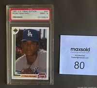 Front of PSA-slabbed 1991 Upper Deck Pedro Martinez card