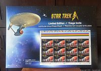 Front view of sealed Star Trek 50 lenticular uncut press sheet packaging