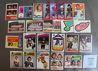 Overall view of all 25 hockey cards laid out in 5x5 grid