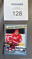 Front of Steve Yzerman Topps card showing autograph