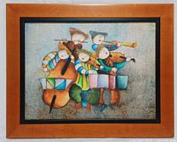 Front view of framed painting showing entire artwork and frame