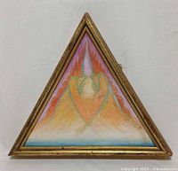 Full view of triangular framed painting