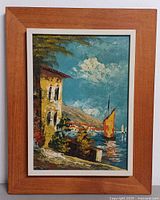 Front view of framed oil painting